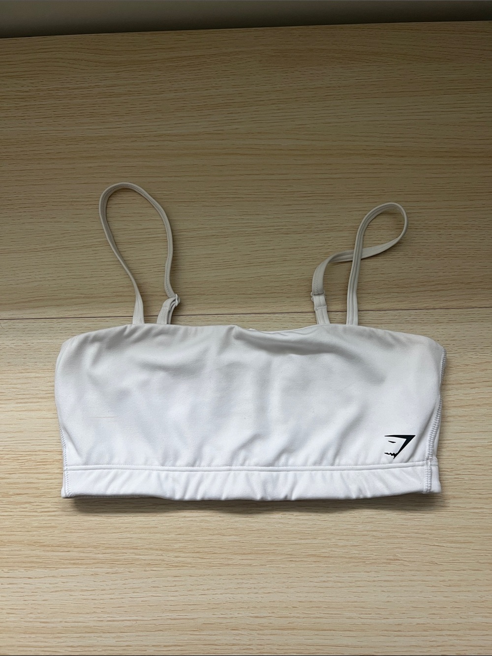 Gymshark White Bandeau Sports Bra with Thin Straps